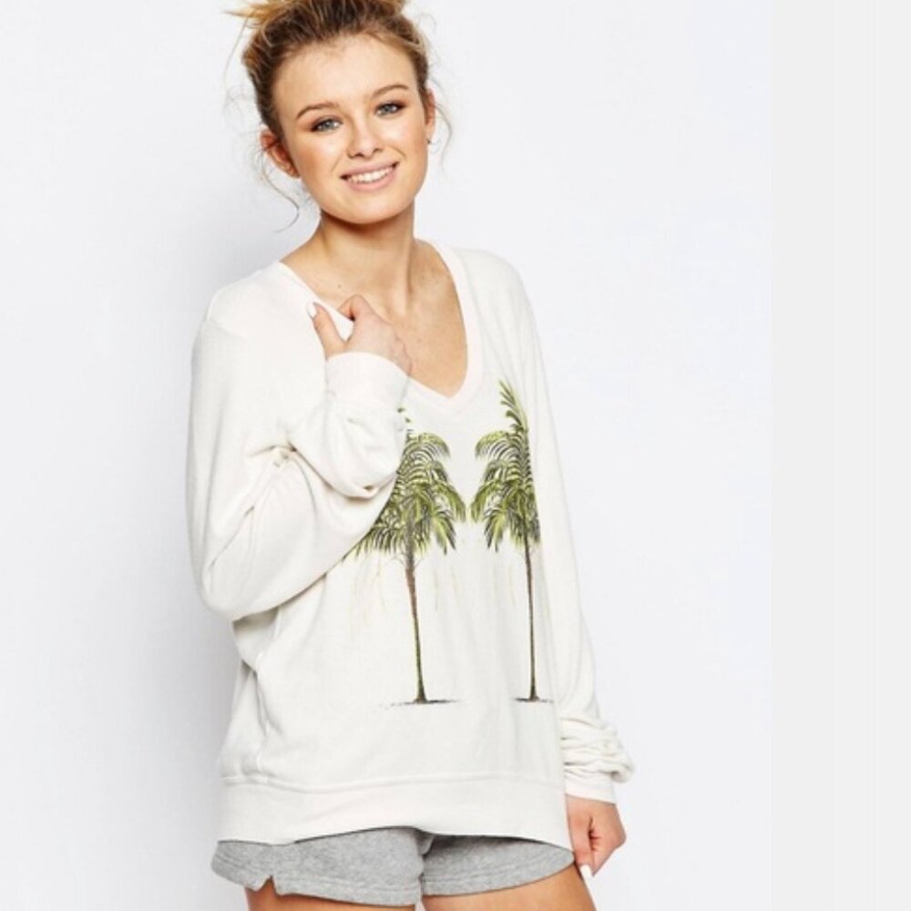 Wildfox Palm Tree V-Neck Sweater - Picture 1 of 1